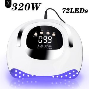320W LED UV Light Dryer för naglar Gelpolska med 72 lysdioder 4 Timerinställning LCD -skärm Autosensor Professional Nail Light 240507