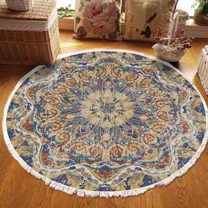 Dywany w stylu etniczny Dywan dywan stolik kawowy salon drukowana dywan okrągły bawełniany lniany sypialnia matka matka vintage marokańska