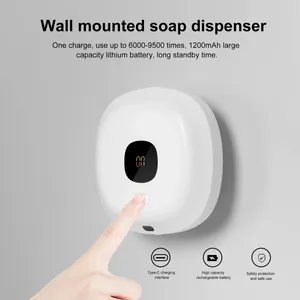 Liquid Soap Dispenser 300ml Automatic Wall Mount Touchless Rechargeable Smart Electric Hand Sanitizer Temperature Display For Kitchen