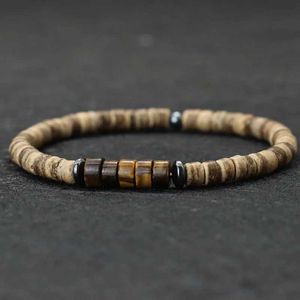 Charm Armband NEDER BOHEMIAL COCONUT PEAD JABLAND UNISEX GRAD A EMPEROR STONE BRASLET BEAIRURE ACCHORERS Natural Wood Braclet Beach Joias Y240510