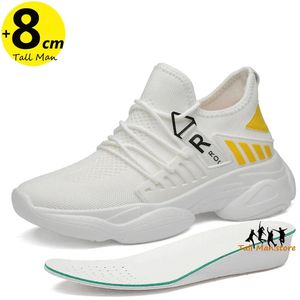 Chunky Sneakers Tall Man Elevator Shoes for Men Leisure Height Increase Insole 8cm Casual Mesh Summer 240509