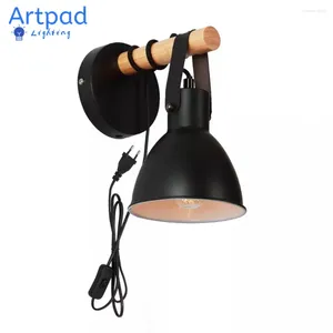 Wall Lamp American Industrial Black With Plug Indoor Light Fixture Power Switch Button For Living Room Bedside Loft Stair