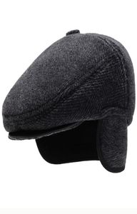 HT2630 Beutelkappe Herbst Winter Winter Beret dicke warme Ohrentlap -Mütze Vintage Wolle Filzhut mit Ohrklappe männlicher Zeitungsjunge Ivy Flat Cap Y2006301362