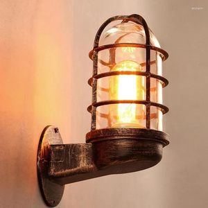 Lampa ścienna Nowoczesne lampy Vintage Industrial Light Iron Guard Sconce Loft Indoor Retro Industry Wind Optiontu