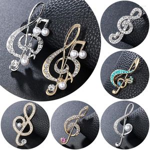 Brosches Korean Style Metal Musical Note Rhinestone For Women Scarf Buckle Badge Lapel Pin smycken Klädtillbehör