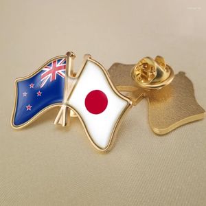 Brooches Zealand And Japan Crossed Double Friendship Flags Lapel Pins Brooch Badges