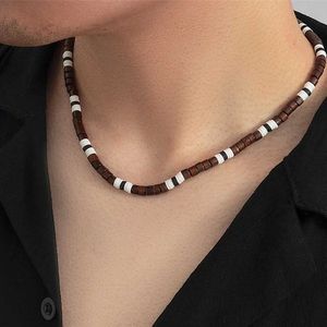 Pendant Necklaces IngeSight. Z Mens Wooden Bead Clay Necklace Fashion Retro Africa Zhuhai Beach Surfing Necklace Mens Tribal Jewelry J240513