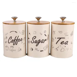 Butelki do przechowywania cukier kuchenny/kawa/herbata Cukierka Strona główna 3PC/zestaw żelaznych słoików z pudełka