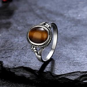 Кластерные кольца натуральные 8 10 -миллиметровые тигровые камень для глаз кольцо кольцо модные украшения для женщин подарок 925 стерлинговый серебряный цветок в форме