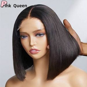 Dd ben rak mänskligt hår spetsar peruker brasiliansk 180 densitet jungfru människa hår 10 tum bob 100% kinesiskt hår