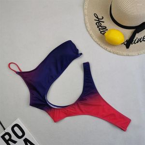 Kadın Mayo Gradient Out Out String Bikini Monokini Tek Omuzlu Mikro Mayo Kadın Tatil Yüzme Beyazları Brezilya Plaj Giyim Banyosu