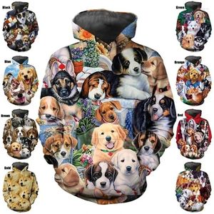 Moletons masculinos impressam 3D Padrão de cachorro fofo Capuz casual Sluves de manga longa Sweworkshirts For Men Mulheres PLUS TAMPAS TAMPAS