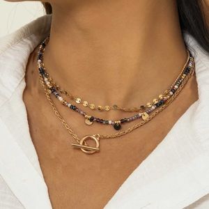 Pendant Necklaces Bohemian Multi layered Handmade Bead Chain Fashion Necklace Tassel Gold Bed Sheet Pendant Jewelry Womens Accessories X0179 J240513