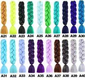 Ombre de ombre único cor verde-cor rosa de cabelo sintético Extensão de cabelos Twist Jumbo Braiding Kanekalon Hair Bulks Dreadlock DropShipping