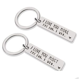 Favor de festas por atacado Couples Keychain Stands de aço inoxidável Titulares Eu te amo mais Keyrings Keychains Chaços Drop de Dhnft