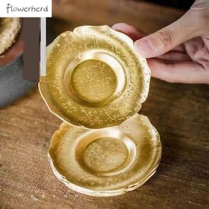 Tea Trays Japanese Copper Hammer Pattern Teaware Handmade Cup Holder Heat Isolation Pad Ceremony Set Costers