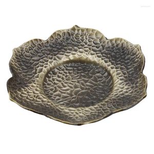 Tea Trays Vintage Lotus Shape Teacup Mat Table Coffee Cup Stand Chinese Teaware Accessories Mini Alloy Tray