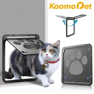 Kattbärare Dog Flap Door With 4 Way Security Lock Abs Plastic For Small Dogs Cats Kitten Puppy Pet Gate Kit Tillbehör