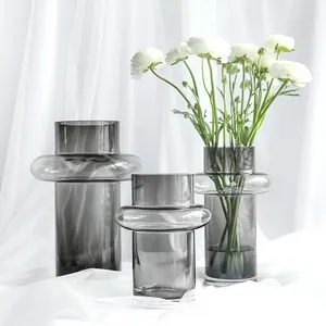 Vazolar İskandinav modern minimalist ve çok yönlü Avrupa tarzı silindir şeffaf cam vazo çiçek aranjmanı ev