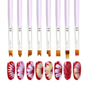Akrilik boyama fırçası UV jel çiçek çizim kalemi mor sap manikür tırnak sanat aracı 8 desenler isteğe bağlı astar pen6892646