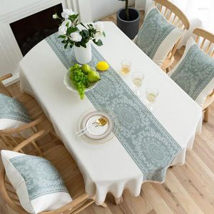 Table Cloth Oval Tablecloth Floral Jacquard Linen House With Lace Home Decorative Rustic Dining Room Ellipse