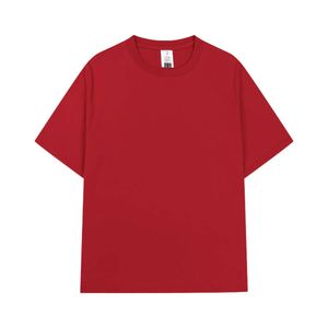Sommer Doppelgarn reines Baumwoll-T-Shirt Solid Color Schulter Drop Kurzarm Herren Lose Modemarke Paar Top E7M9