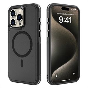 Luxury Magnetic Hybrid Matte Vogue Phone Case för iPhone 15 13 14 12 Pro Max 5G Hållbar robust fullt skyddande mjuk stötfångare Business Shell som stöder trådlös laddning