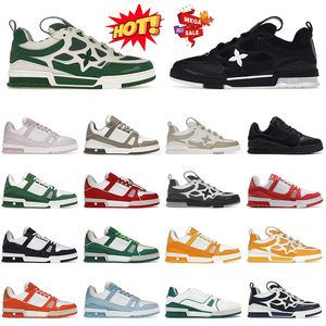 Kvinnor Mens Calfskin Leather Skate V Designer Dress Shoes Luxury Low Og Original överlägg Virgil Trainers Platform White Black Green Orange Outhor Sports Sneakers