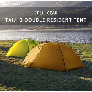 Палатки и укрытия 3f ul gear taiji 2 зеленый белый 3-4 сезонный кемпинг палатка 15D Нейлоновый Fabic Двойной слой водонепроницаемый для Peopleq240511