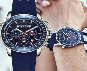 Armbanduhren Ochstin Man Armbanduhr Chronograph Sport Männer beobachten militärische Armee Top Blue Gummi -Band Klassiker männliches Uhrengeschenk 61256908458