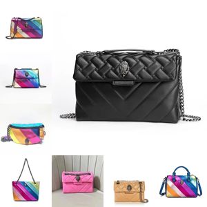 2024 Projektant mody Kurt Geiger Eagle Heart Rainbow skórzana torba na torba dla kobiet na ramię Crossbody Tourse podróżne ze srebrnym łańcuchem popularny styl