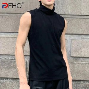 Tanques masculinos pfhq slim stand up cor de cor sólida de cor de verão simples de verão personalidade de moda ao ar livre 21z4249