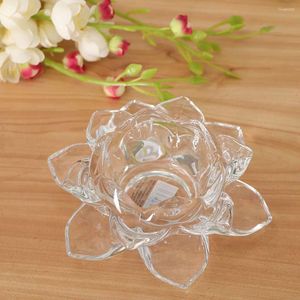 Titulares de vela Magideal Buddhist Crystal Glass Lotus Tea Flower Light Holder Clear