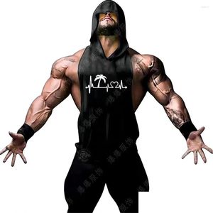 Men'S Tank Tops Mens Gym Summer Hooded Vest Fitness Bodybuilding Sport Sleeveless Casual Comfort Top Drop Delivery Apparel Underwear Dhvyy