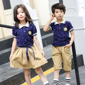 Kläder set kjolskolan uniform set barns sport dagis sommarstil examen po primärklass Sydkorea