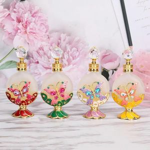 Storage Bottles 60 X 18ml Perfume Bottle Vintage Butterfly Frosted Glass Carved Flower Crystal Cap Refillable Essential Oil Handmade