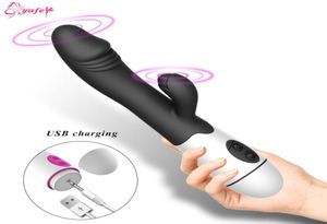 USB recarregável 30 velocidade de vibrador de coelho para mulheres estimulador de clitóris da vagina av bticl