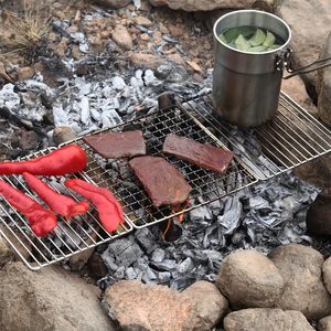 Ferramentas de aço inoxidável portátil churrasqueira - rack dobrável para distribuição de calor