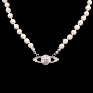 Дизайнерские ожерелья Сатурн Жемчужный бриллиант Теннисный ожерелье Женские спутниковые ключи