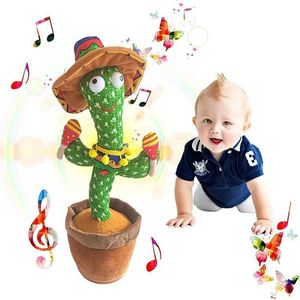 Elektroniczne pluszowe zabawki tańczą kaktus gadający kaktus zabawki dla dzieci śpiewają 120pcs muzyczne piosenek nagrywający ładowarkę USB powtarza What You You Presents for Kids T240513
