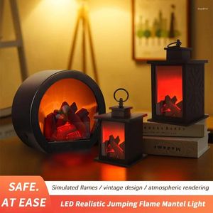 Lâmpadas de mesa Simulação de LED decorativa Lareira criativa Casa de decoração suave Handicraft Candlestick Charcoal Flame Wind Lamp