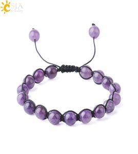 CSJA Women Amethyst Jewelry Natural Semi Precious Stone Beads Thread 8mm Wrap Gemstone Beaded Bracelets Purple Crystal Bangle Resi7601436