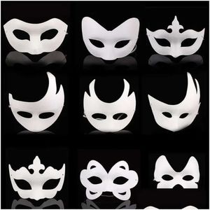 Biała twarz nieporozalone zwykłe/puste maski imprezowe papier PP Mask DIY Dancing Christmas Halloween Masquerade
