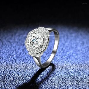 Cluster Ringe Weißgold Platinum Pt950 Frauen Ring 1CT Moissanit Diamond Engagement für schöne Geburtstagsgeschenke Mädchen mit Kasten