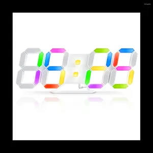 Klocktillbehör 3D LED Digital Wall Clock RGB Lysande Tabell Alarm Tid Datum med App Control för hemmet sovrum