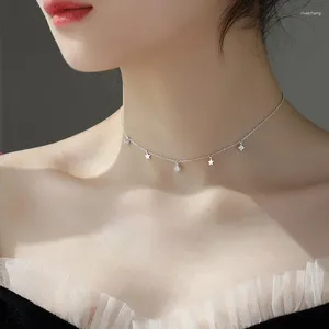 Подвесные ожерелья моды серебряной серебряной кисточки Crystal Star Charm Pender Collece Creative Elegant Jewelry для женщин CHOKER E151