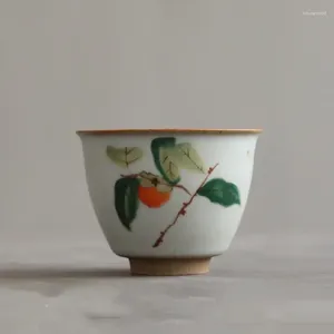 Te Cups Boutique Ru Kiln Ceramic Teacup Travel Meditation Cup Handmålad blomma mönster skål master set tillbehör
