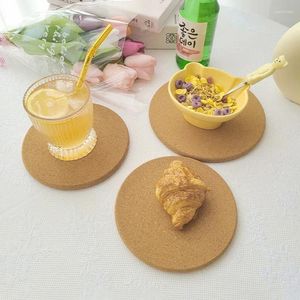 Table Mats Simple Round Cork Placemat Heat Insulation Mat Non-slip Thick Cup Pads Bowl Pot Desk Coasters