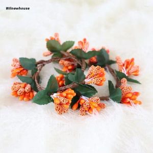 Candle Holders F63A 6 Pieces/Set Beautiful Christmas Holder Simulation Orange Berries Garland