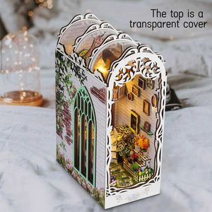 Arquitetura/casa DIY House Diy Wooden Flower House Book Nook Insert Kits Kits Miniature Building Kits Bookshelf Assemble